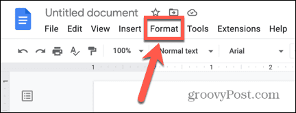 Google Docs-Formatmenü