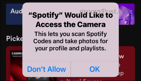 Gib Spotify Zugriff auf die Kamera