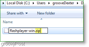 Screenshot: Flashplayer ZIP-Datei Windows 7