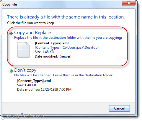 Ersetzen Sie XML-Dateien in Windows 7