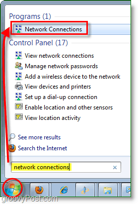 Öffnen Sie den Netzwerkverbindungsdialog in Windows 7