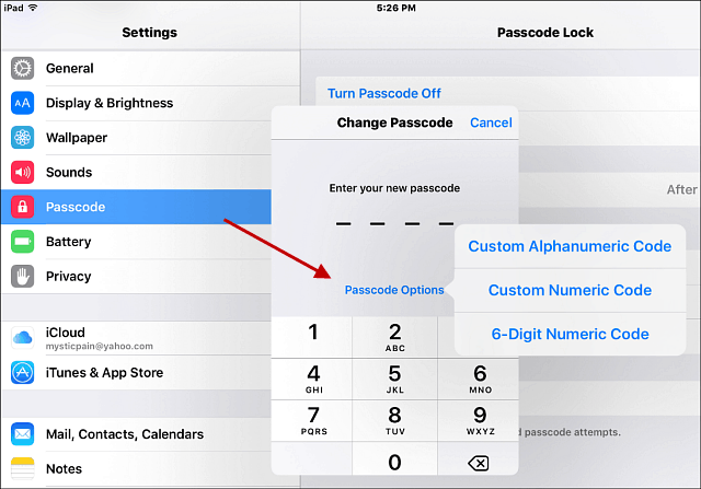 Stong Passwort iOS 9