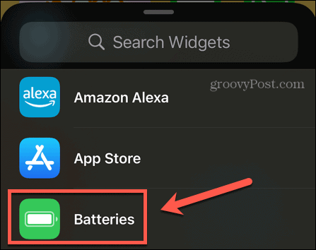 iPhone-Widget zum Einlegen von Batterien