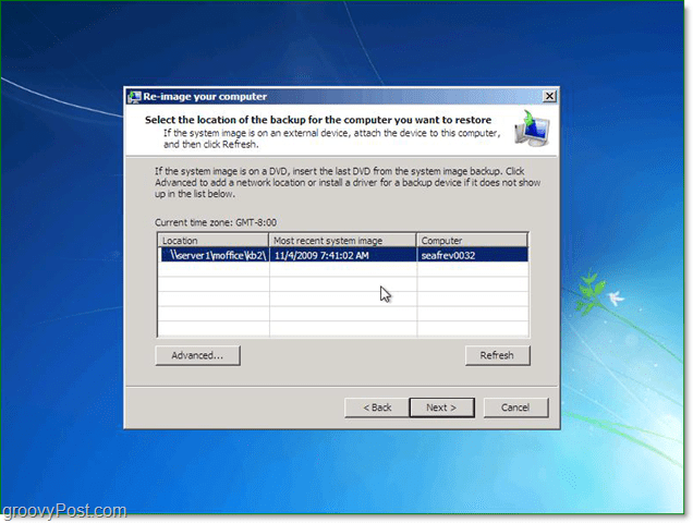 Sie können ein Systemabbild aus dem Netzwerk verwenden, um Windows 7 wiederherzustellen