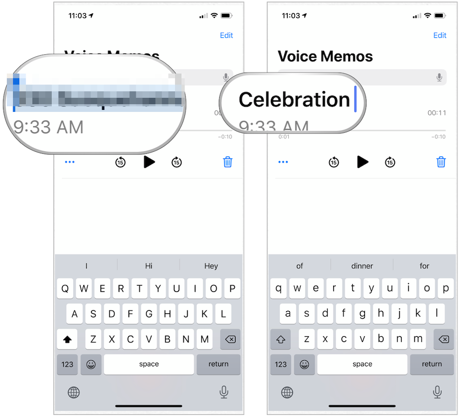 iPhone Voice Memos ändern den Namen