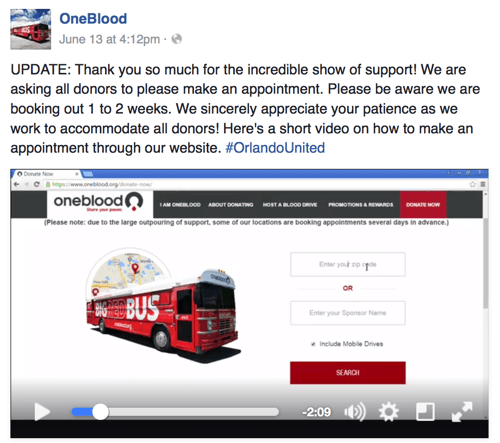 oneblood Facebook Video