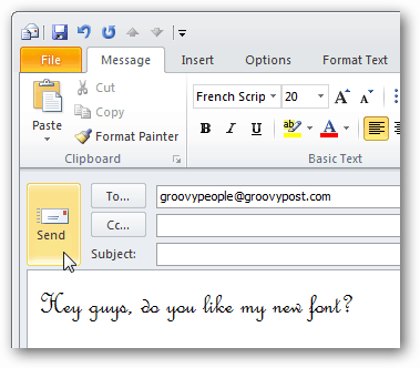 Benutzerdefinierte Schriftarten in Outlook 2010