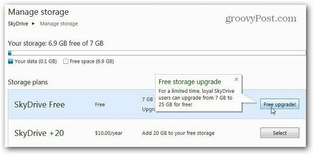 Windows SkyDrive: Fordern Sie 25 GB Speicherplatz an, bevor er auf 7 GB gesenkt wird