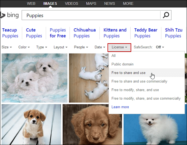 Verwenden Sie Bing und Google Image Search für kostenlose Bilder für Blog-Posts