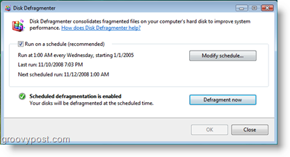 Defragmentierung für Windows Vista Job Scheduler