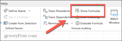 Excel-Schaltfläche „Formel anzeigen“ deaktiviert