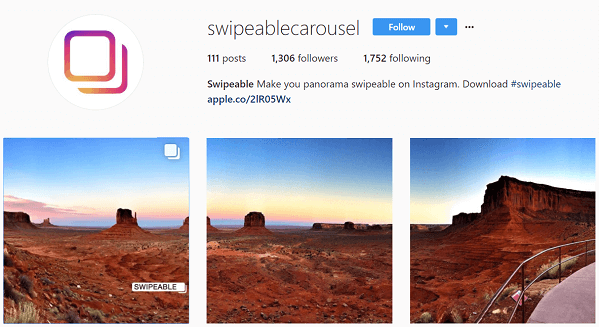 Swipeable verwandelt Panoramen und 360 Fotos in Beiträge mit mehreren Bildern.