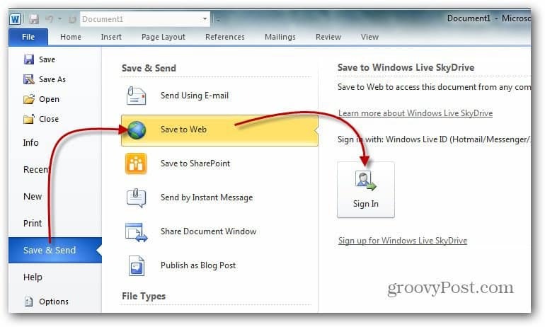 Zuordnen eines Netzwerklaufwerks zu Windows Live Skydrive mit Office 2010