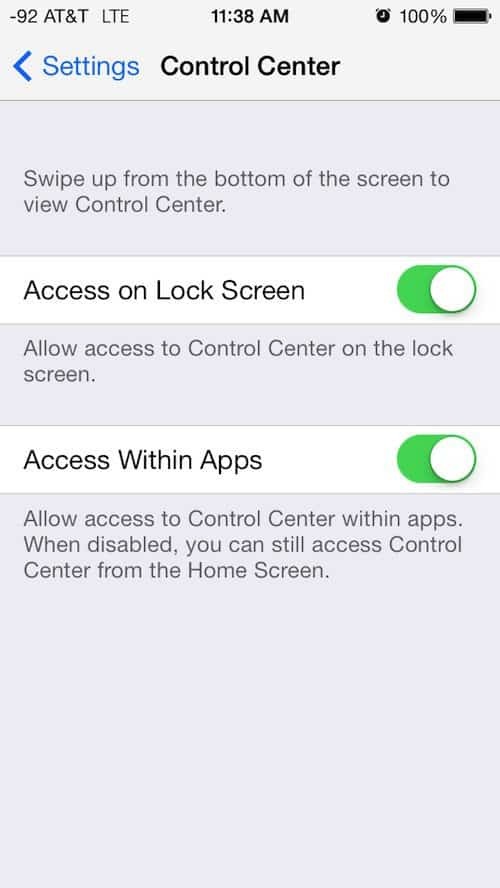 So deaktivieren Sie das iOS 7 Control Center während der Verwendung von Apps