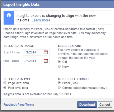 Post-Level-Export aus Facebook Insights