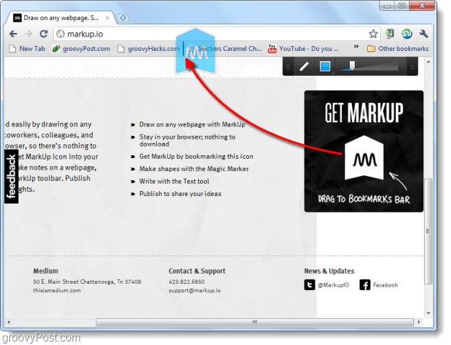 Screenshot-Websites und Zeichnen mit Markup.io