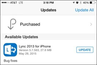 Lync für iPhone Update