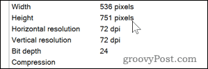DPI-Details für ein Bild unter Windows