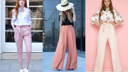 4 verschiedene Kombinationen mit rosa Papiertütenhosen 