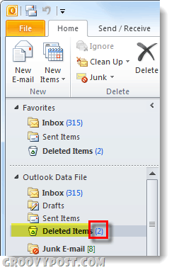 Outlook 2010 Ordner für gelöschte Elemente