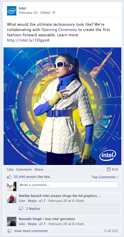 Intel Post auf Facebook