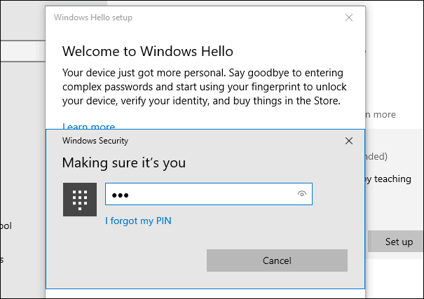 2 PIN Windows Hallo Fingerabdruck