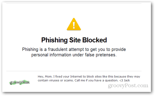 öffnet Phishing-Site blockiert