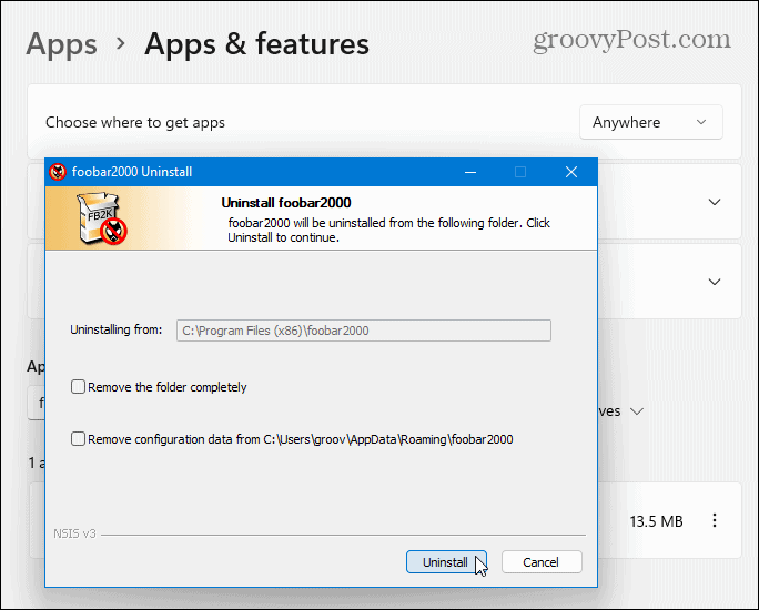 Deinstallieren Sie Win32-Apps Windows 11