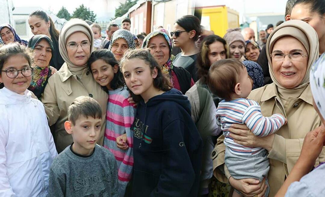 Emine Erdoğan hat Erdbebenopfer in Hatay getroffen