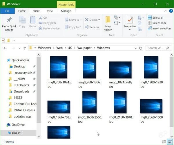Hier erfahren Sie, wie Sie die Windows 10-Hintergründe finden
