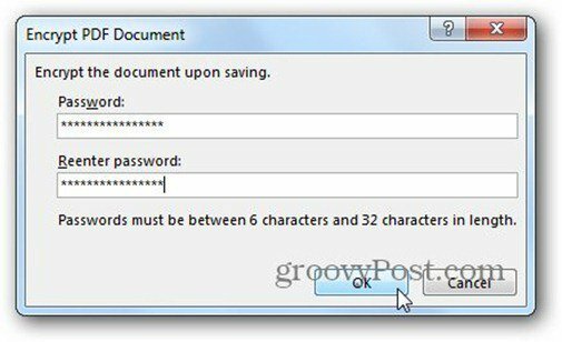 Word 2013 im PDF-Passwort speichern