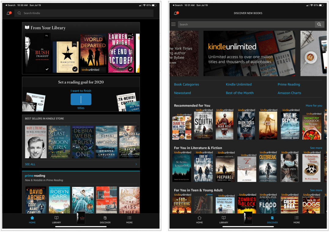 Amazon Kindle auf dem iPad
