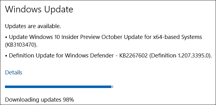 Oktober-Update (KB3103470) für Windows 10 Insider Preview