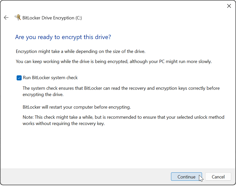 Verwenden Sie die BitLocker-Verschlüsselung in Windows 11