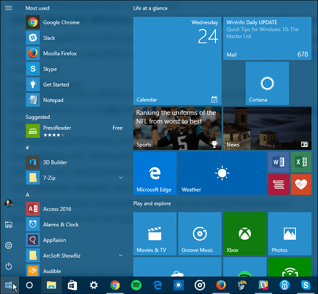 So duplizieren Sie das Windows 10-Startmenü unter allen Benutzerkonten
