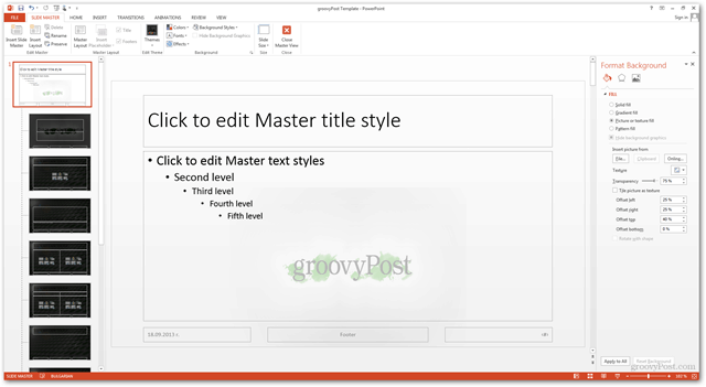 Office 2013-Vorlage erstellen Benutzerdefiniertes Design erstellen POTX-Folien anpassen Folien-Lernprogramm Anleitung zu verschiedenen Hintergründen Hintergrund