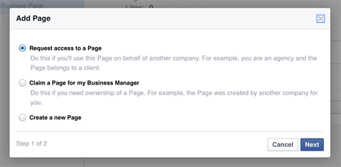 Hinzufügen einer Facebook-Seite zum Business Manager