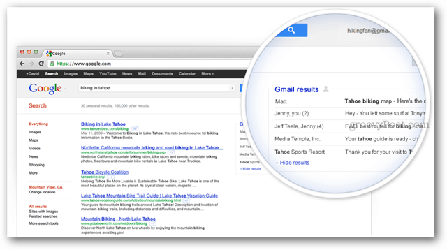 Google Mail-Ergebnisse in der Google-Suche