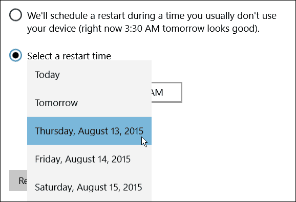 Planen Sie den Neustarttag für Windows 10