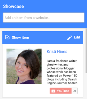 Präsentation von Website-Bio-Artikeln auf Google + Hangouts