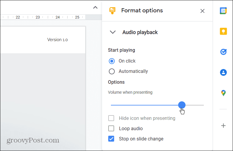 Lautstärke beim Präsentieren von Google Slides