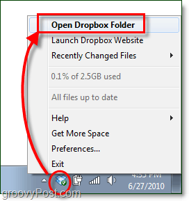 öffne meinen Dropbox-Ordner Windows 7