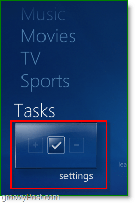 Windows 7 Media Center - Klicken Sie auf Aufgaben> <Noskript> <img style =