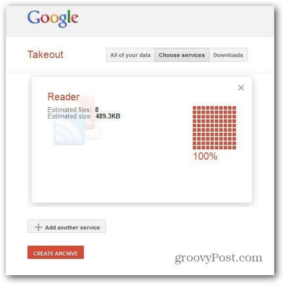 Takeout Google Reader Archiv erstellen