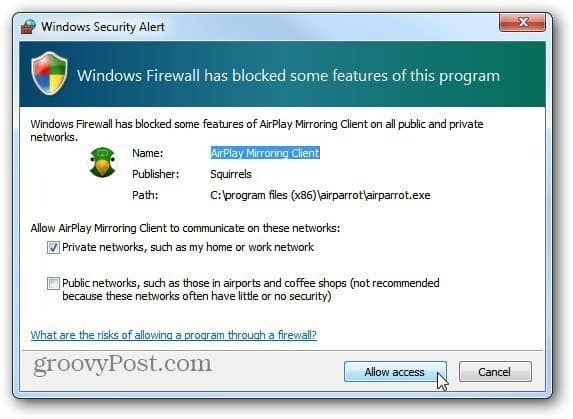 Firewall-Zugriff zulassen