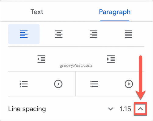 Optionen für den Zeilenabstand in Google Text & Tabellen