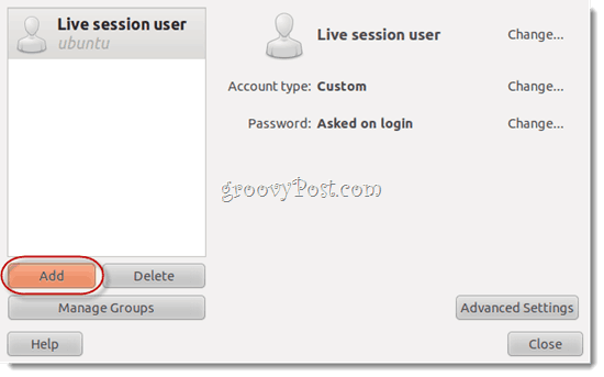 Live-Sitzung Benutzer Ubuntu