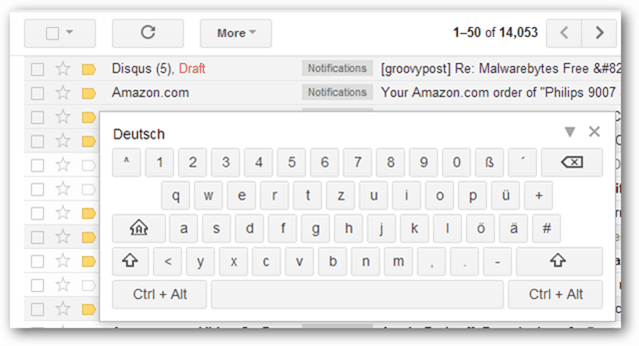 Google Mail-Bildschirmtastatur