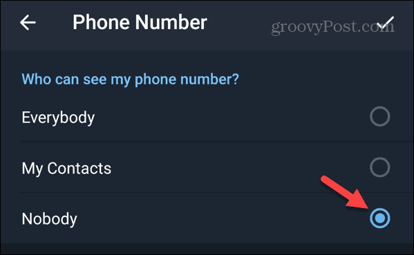 Niemand kann meine Telefonnummer bei Telegram auf Android sehen