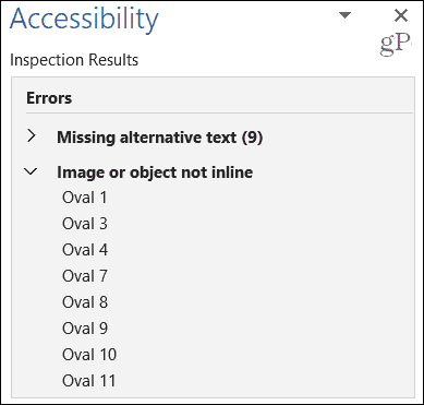 Microsoft Office Accessibility Checker-Fehler